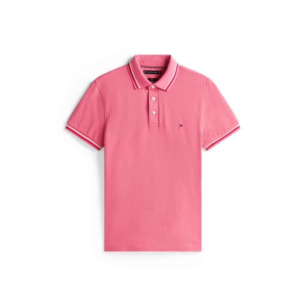 Tommy Hilfiger Slim Fit Tipped Pink Alert Polo Shirt